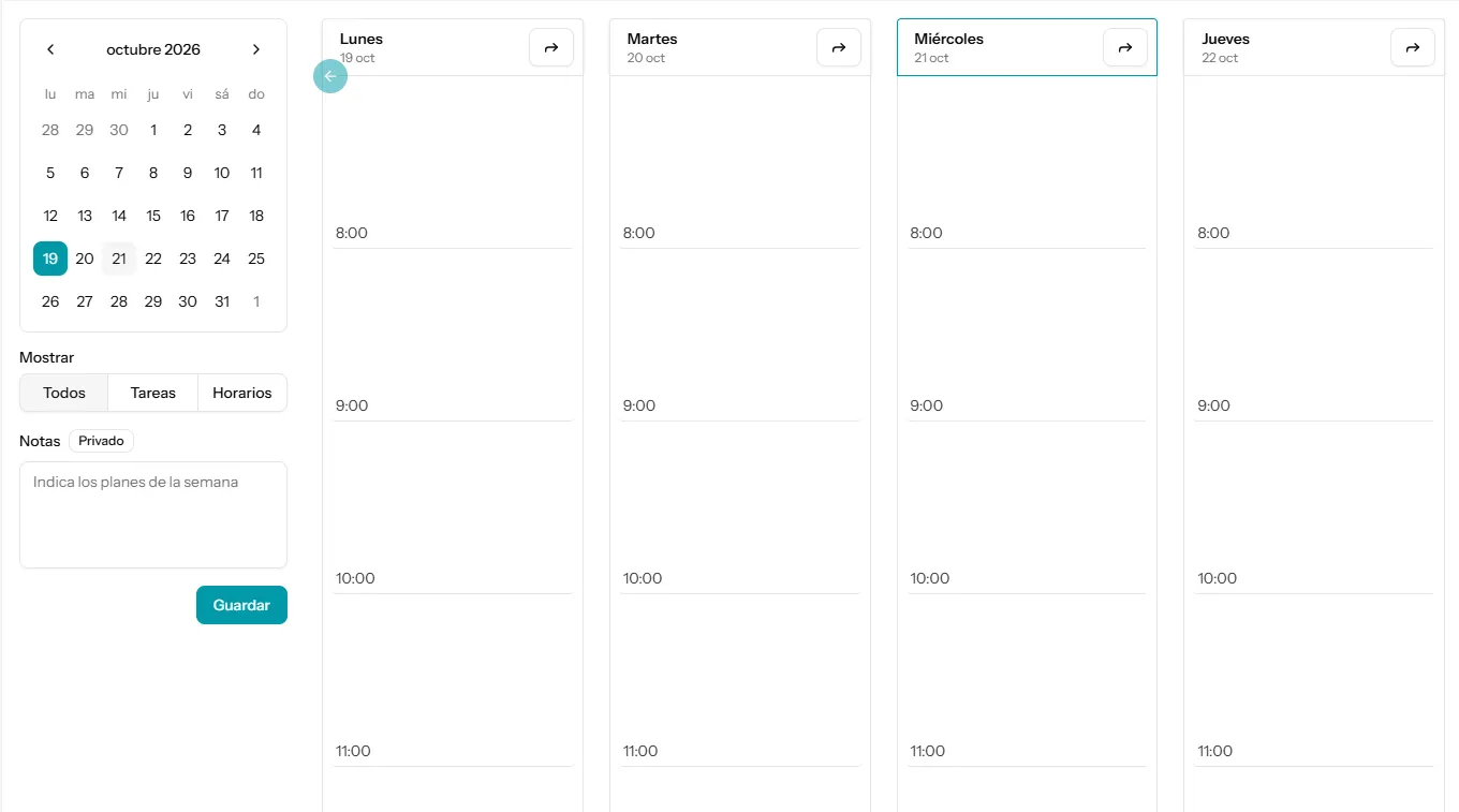 Calendario y planificación de trabajos en Jaspe